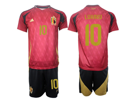 Belgium 2024 Home Red Soccer with #10 Lukaku Printing