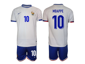 France 2024 Away White Soccer Jersey with #10 Mbappé Printing