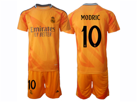 Real Madrid CF 2024/25 Away Orange Soccer Jersey with #10 Modrić Printing