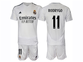 Real Madrid CF 2024/25 Home White Soccer Jersey with #11 Rodrygo Printing