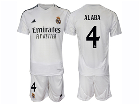 Real Madrid CF 2024/25 Home White Soccer Jersey with #4 Alaba Printing