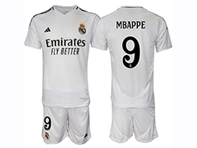 Real Madrid CF 2024/25 Home White Soccer Jersey with #9 Mbappé Printing