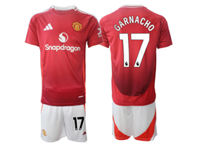 Manchester United F.C. 2024/25 Home Red Soccer Jersey with #17 Garnacho Printing