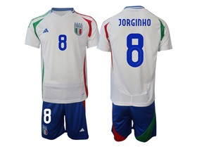 Italy 2024 Away White Soccer Jersey with #8 Jorginho Printing