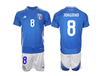 Italy 2024 Home Blue Soccer Jersey with #8 Jorginho Printing