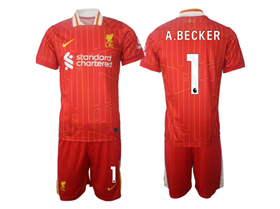 Liverpool F.C. 2024/25 Home Red Soccer Jersey with #1 A.Becker Printing