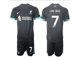 Liverpool F.C. 2024/25 Away Black Soccer Jersey with #7 Luis Díaz Printing