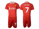 Liverpool F.C. 2024/25 Home Red Soccer Jersey with #7 Luis Díaz Printing