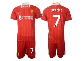 Liverpool F.C. 2024/25 Home Red Soccer Jersey with #7 Luis Díaz Printing