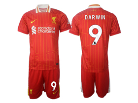 Liverpool F.C. 2024/25 Home Red Soccer Jersey with #9 Darwin Printing