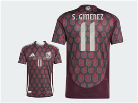 Mexico 2024 Home Dark Red Soccer Jersey with #11 S.GIMENEZ Printing