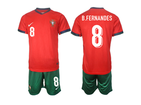 Portugal 2024 Home Red Soccer Jersey with #8 B.Fernandes Printing